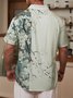 Geblümt Sakura Brusttasche Kurzarm Hawaiische Bluse