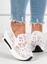 Blumenstickerei Mesh Paneeliert Slip-On Keil Sneakers