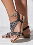 Geblümt Strass Cut-Out Keilsandalette