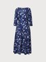 Elegant V-Ausschnitt Geblümt A-Linien-Kleid