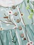 Farbverlauf Blume Weit Urlaub Hälfte Öffnen Knopf Tasche a Saum Lang Kleid