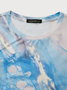 Rundhals Farbverlauf Baumwollmischung T-Shirt