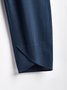 Marineblau Lässig Baumwollgemisch Unifarben Hosen