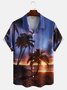 Herren Funky Hawaiische Kokosnussbaum Print Lässig Kurzarm Aloha Bluse