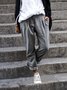 Dunkelgrau Damen Mode Lässig Hosen Unifarben Baumwollgemisch Hosen