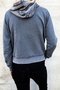 Blau Langarm Kapuze Baumwolle-Gemisch Sweatshirts