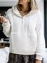 Weiß Langarm Unifarben Baumwolle-Gemisch Lässig Sweatshirts