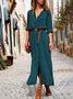 Damen Modetrends Shirtkleid geknöpft Arbeit Maxilänge Sommerkleid