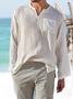 Weiß Unifarben Baumwollgemisch Lässig Shirts & Blusen&Shirts