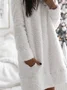Weiß Rundhals Baumwollgemisch Lässig Patchwork Kleider