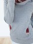 Grau Langarm Basic Kapuze Baumwolle-Gemisch Sweatshirts