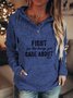 Retro Große Größen Sweatshirts mit Buchstabe Print