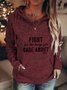 Retro Große Größen Sweatshirts mit Buchstabe Print