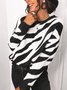 Retro Individualität Zebra Pullover mit Rundhals