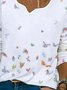Weiß Lässig Blumenmuster Langarm Shirts & Blusen&Shirts