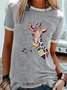 Damen T-Shirt Grafik Drucke Rundhals Blusen&Shirts Basic Bluse
