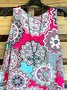 Paisley  Ärmellos  Print  Baumwollmischung  Rundhals  Lässig  Sommer  Pink Oberteile
