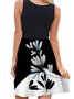 Retro Ärmelloses Freizeitkleid mit Blumenmuster
