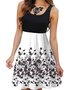 Retro Ärmelloses Freizeitkleid mit Blumenmuster