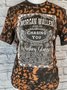 Retro Leopard Kurzarm Rundhals Jersey T-Shirt