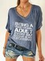 Kurzarm V-Ausschnitt Shirts & Blusen mit Buchstabe Print