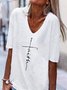 V-Ausschnitt Print T-Shirt mit Kurzarm