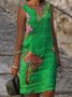 Retro Ärmelloses Freizeitkleid mit Geometrischem Print