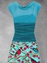 Kurzarm Wasserfallausschnitt Freizeitkleid