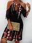 Geblümter Print Sexy Kleid mit Neckholder