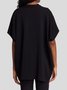 Schwarz Lässig Einfach & Basic Normal V-Ausschnitt Kurzarm Shirts & Blusen&Shirts