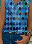 Paisley Ärmellos Print Baumwollgemisch V-Ausschnitt Urlaub Sommer Blau Bluse
