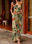 Resort Ärmellose Kleider mit Blätter Print