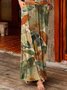 Resort Ärmellose Kleider mit Blätter Print
