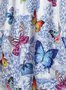 Retro Ärmelloses Freizeitkleid mit Schmetterlinge Print