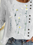 Große Größen Lässig Geblümt Langarm Shirts & Blusen&Shirts