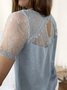 V-Ausschnitt Spitze Shirts & Blusen mit Kurzarm