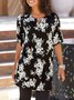 Retro Kurzarm Freizeitkleid mit Blumenmuster