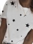 Weiß Sterne Print Kurzarm Lässig Normal Shirts & Blusen&Shirts