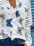 Große Größen Langarm Lässig Schmetterling Shirts & Blusen&Shirts