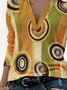 Retro Geometrisches T-Shirt mit Langarm