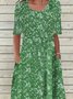 Blumenmuster Retro Freizeitkleid mit Halbarm