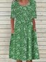 Blumenmuster Retro Freizeitkleid mit Halbarm