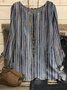 Lässig Streifen 3/4 Ärmel Rundhals Shirts & Blusen&Shirts