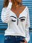 V-Ausschnitt Lässig Print Shirts & Blusen&Shirts
