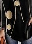 Retro Print V-Ausschnitt Baumwollmischung Shirts & Blusen&Shirts