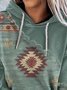 Retro Geometrisch Print Kapuze Farbblock Langarm Groe Gren Lssig Sweatshirt