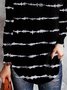 Retro Print Gestreift Print Langarm V-Ausschnitt Große Größen Lässig Blusen&Shirts