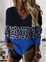 Langarm Lässig Print V-Ausschnitt Shirts & Blusen&Shirts