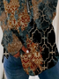 Farbblock Retro Sweatshirts mit Print