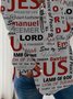 Stehkragen Sweatshirt mit Buchstabe Print aus Baumwollmishcung